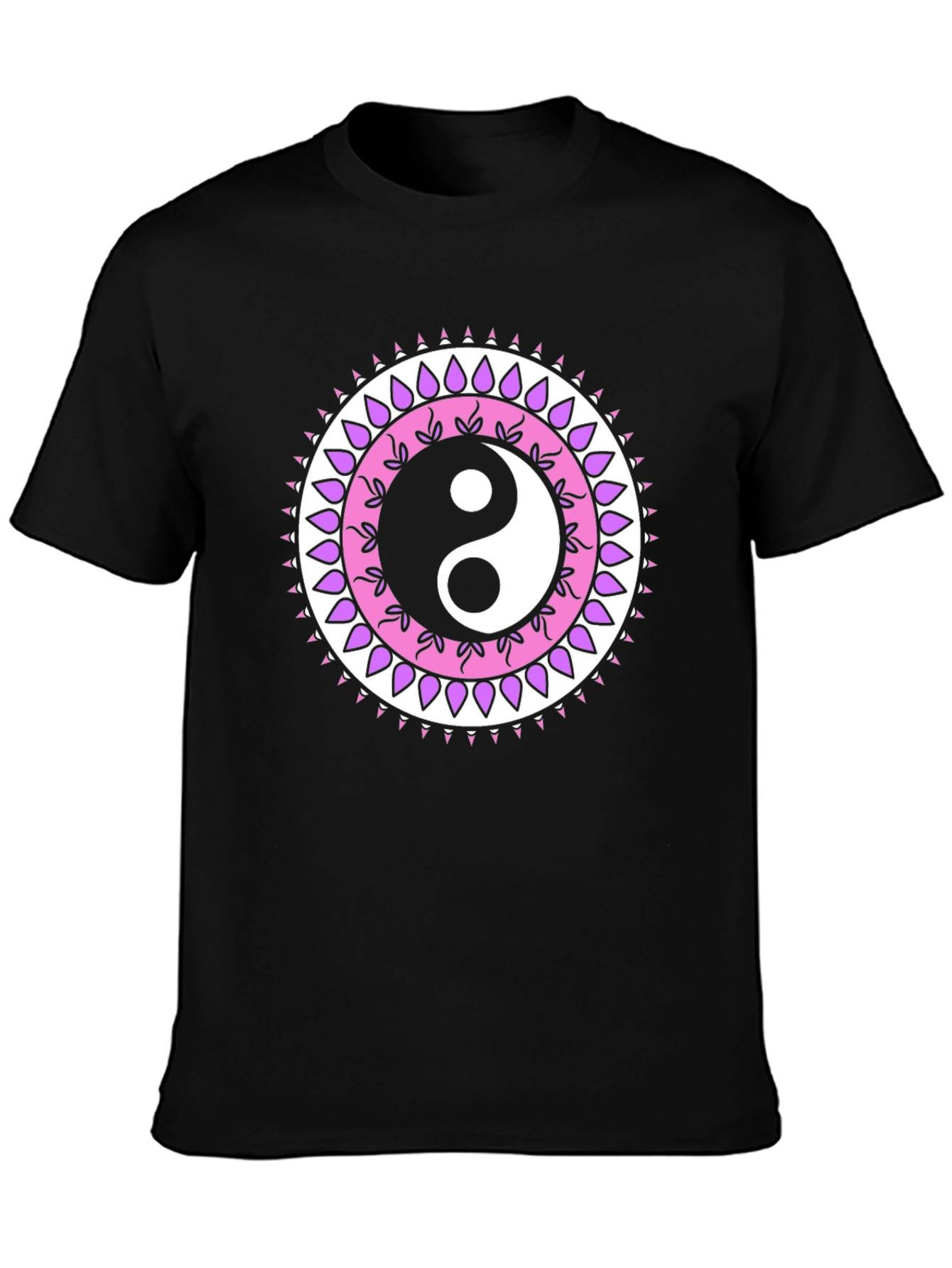 Yin Yang Mandala Graphic Tee - Black