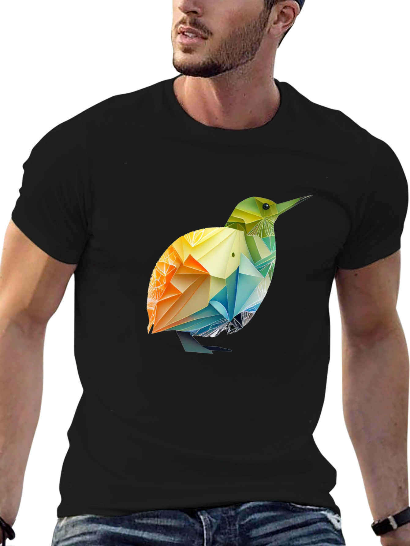 Geometric Bird T-Shirt - Black