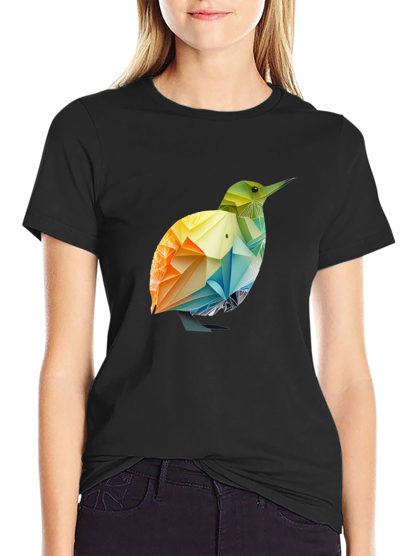 Geometric Bird T-Shirt - Black