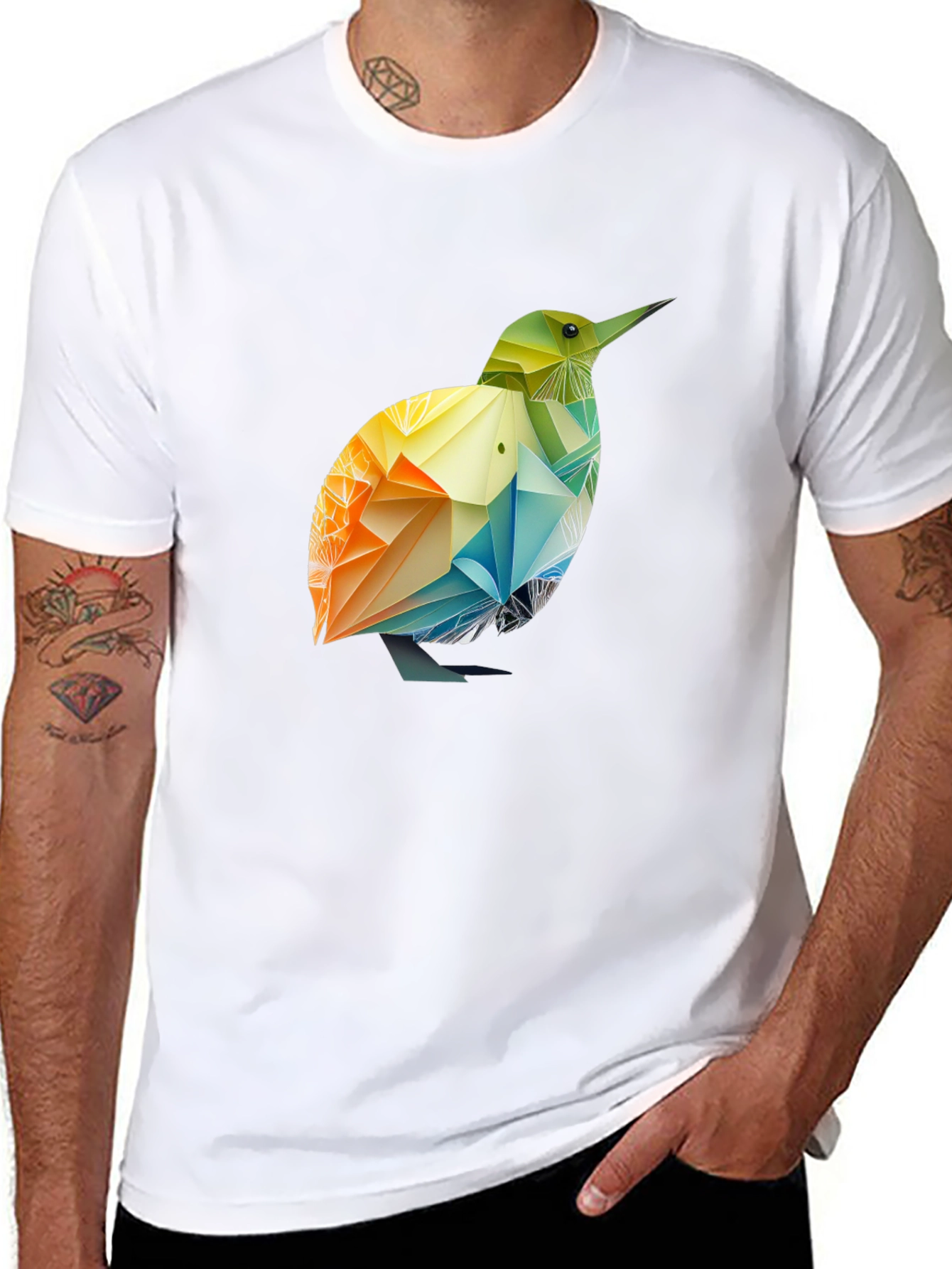 Geometric Bird T-Shirt - Black