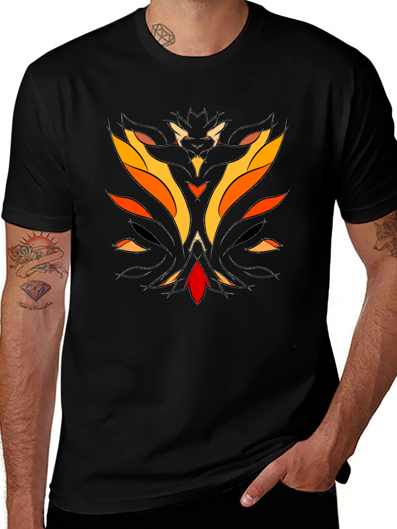 Abstract Flame Graphic Black T-Shirt