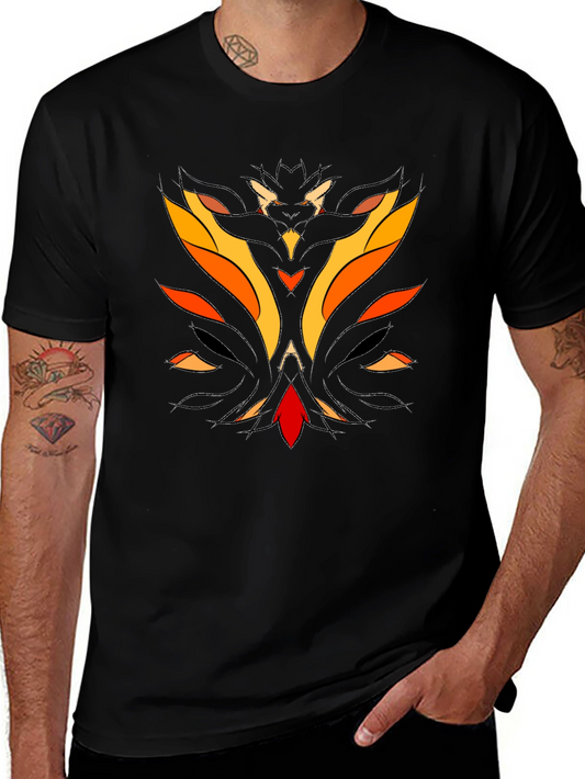 Abstract Flame Graphic Black T-Shirt