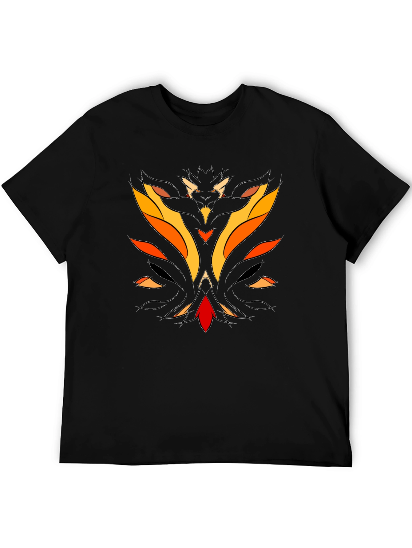 Abstract Flame Graphic Black T-Shirt