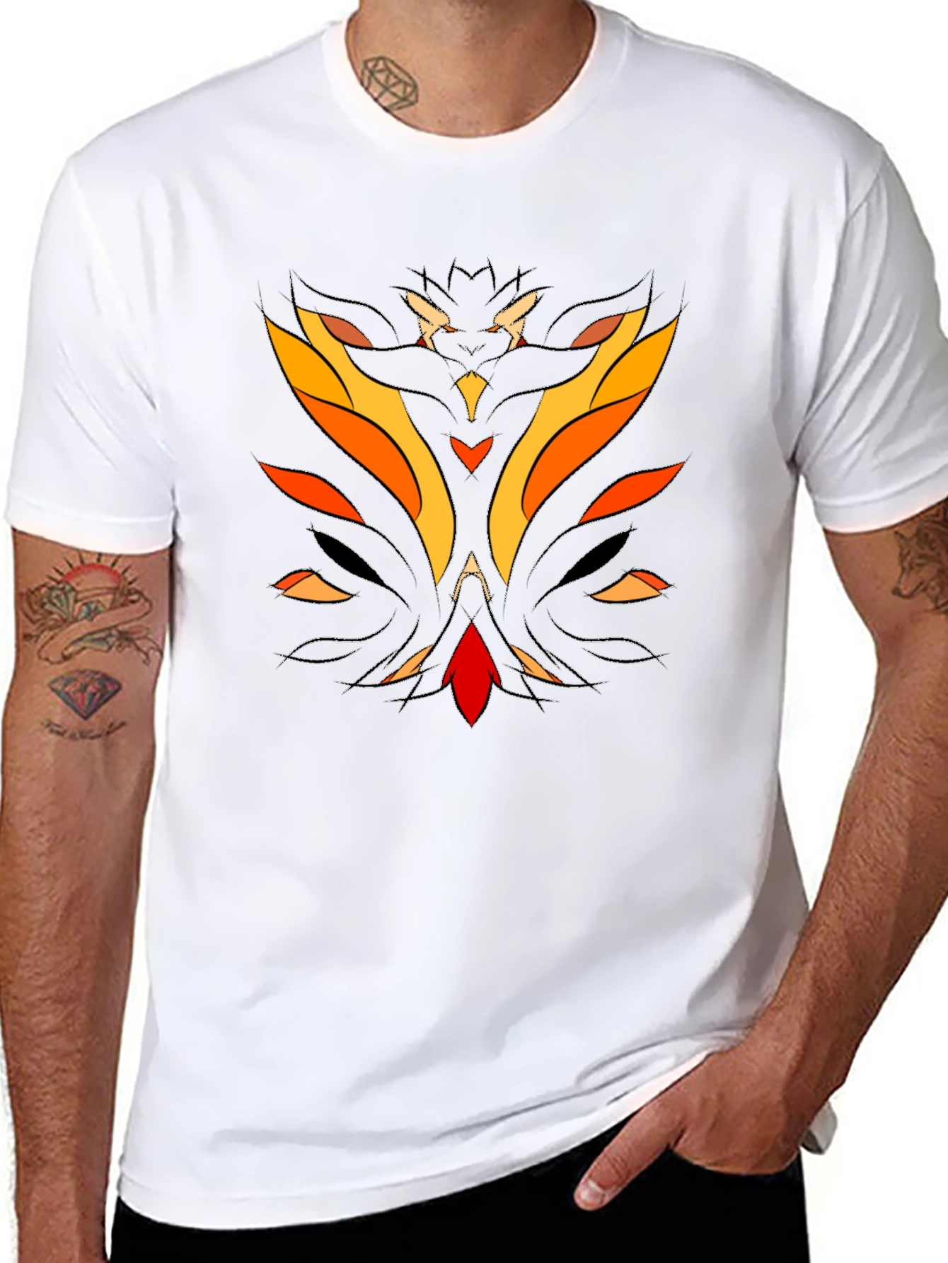 Abstract Flame Graphic Black T-Shirt