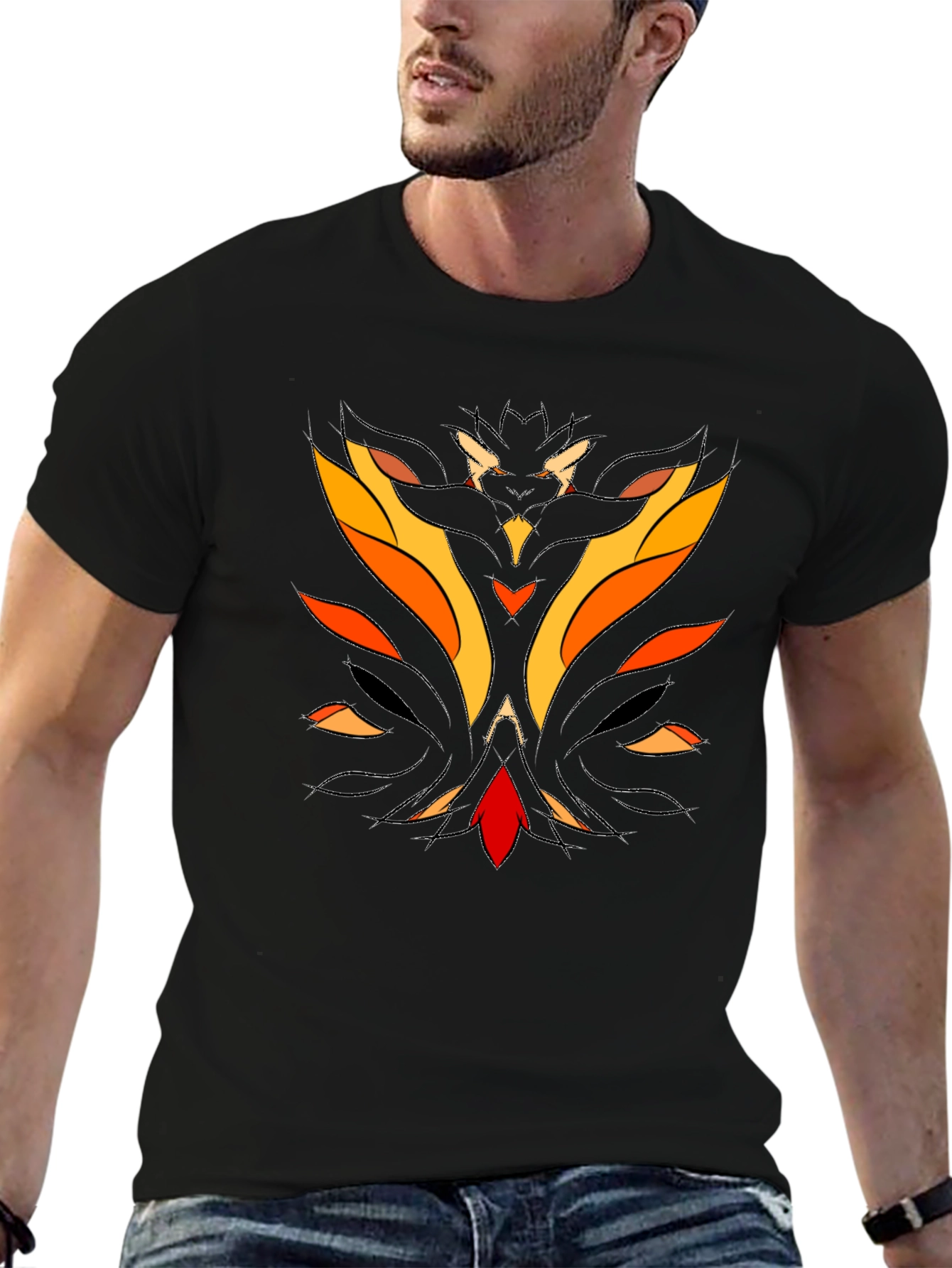 Abstract Flame Graphic Black T-Shirt