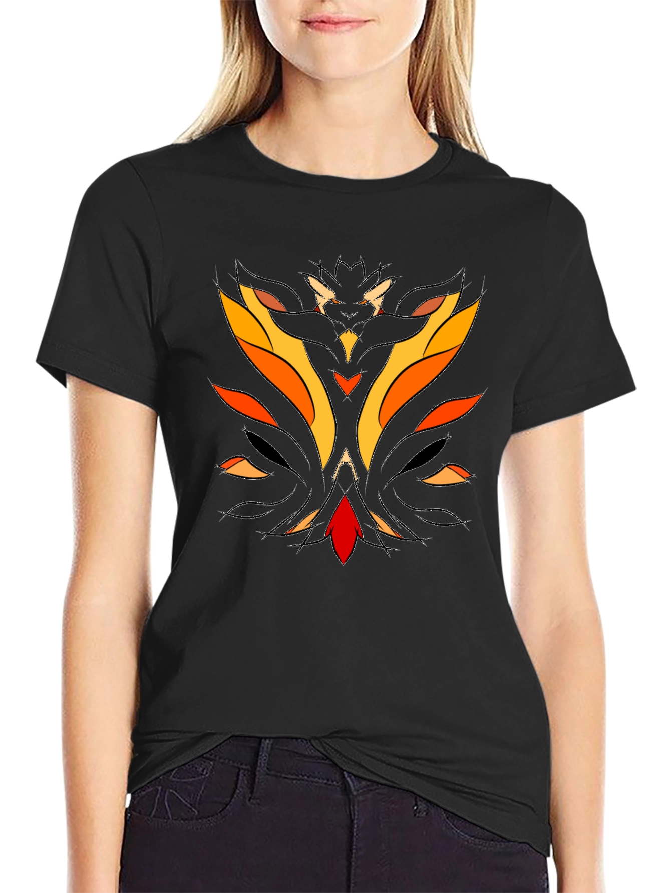 Abstract Flame Graphic Black T-Shirt