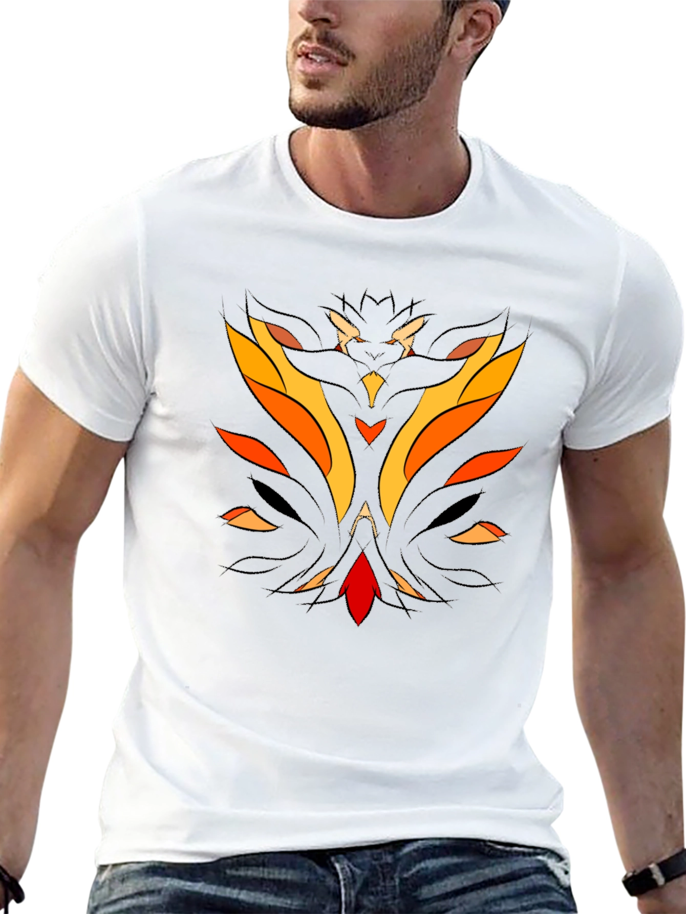 Abstract Flame Graphic Black T-Shirt