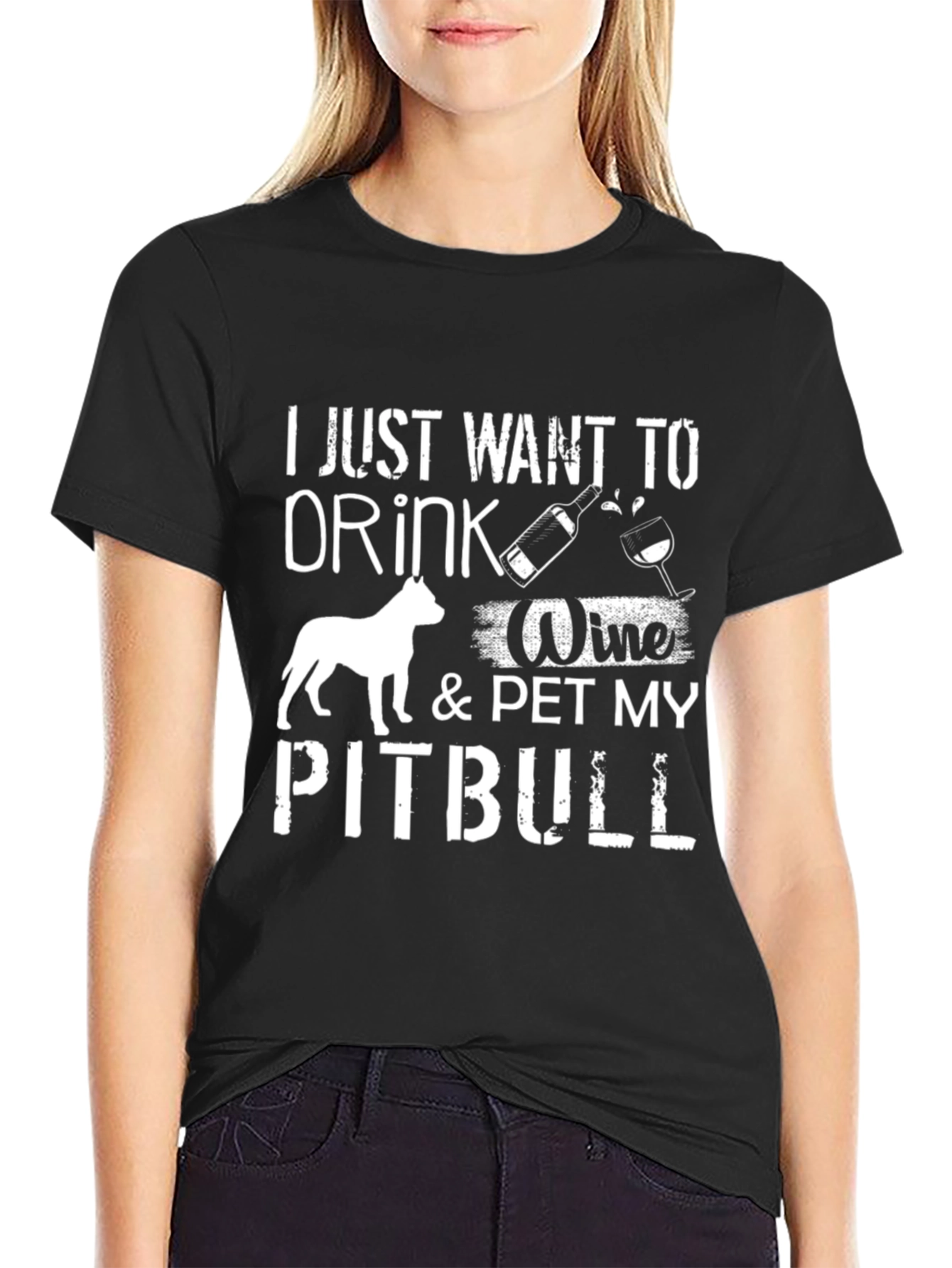 Drink Wine & Pet Pitbull Graphic Tee