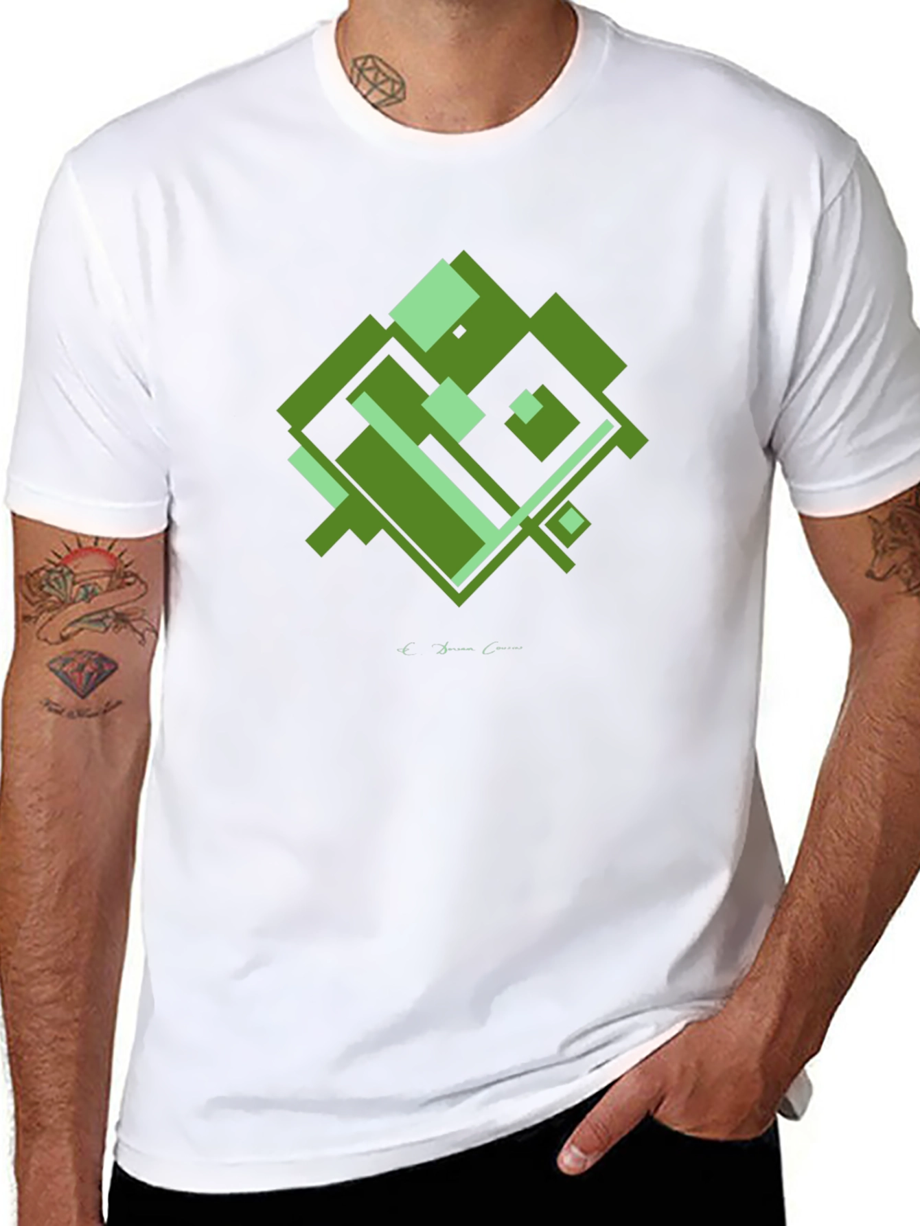 Geometric Green Graphic Tee - Modern Style