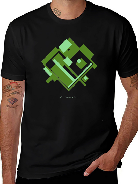 Geometric Green Graphic Tee - Modern Style