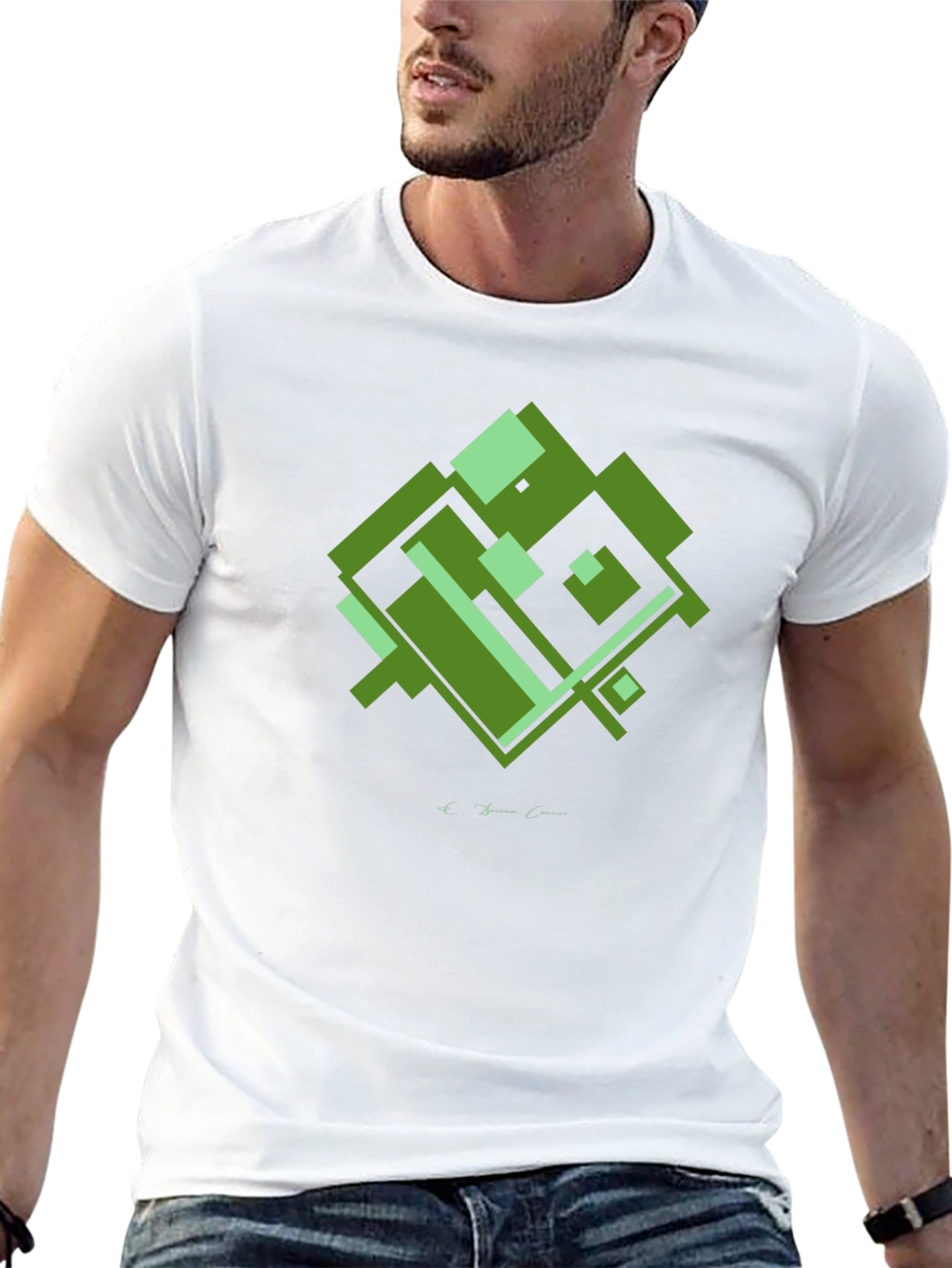 Geometric Green Graphic Tee - Modern Style