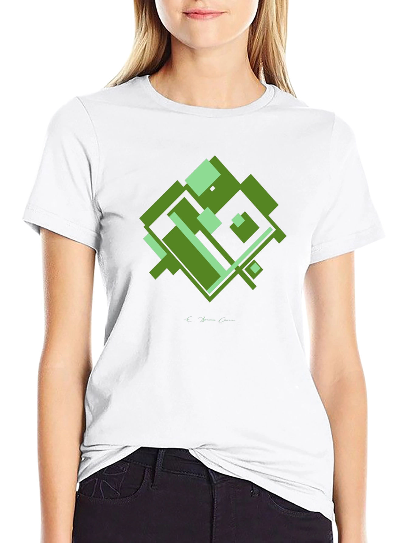 Geometric Green Graphic Tee - Modern Style