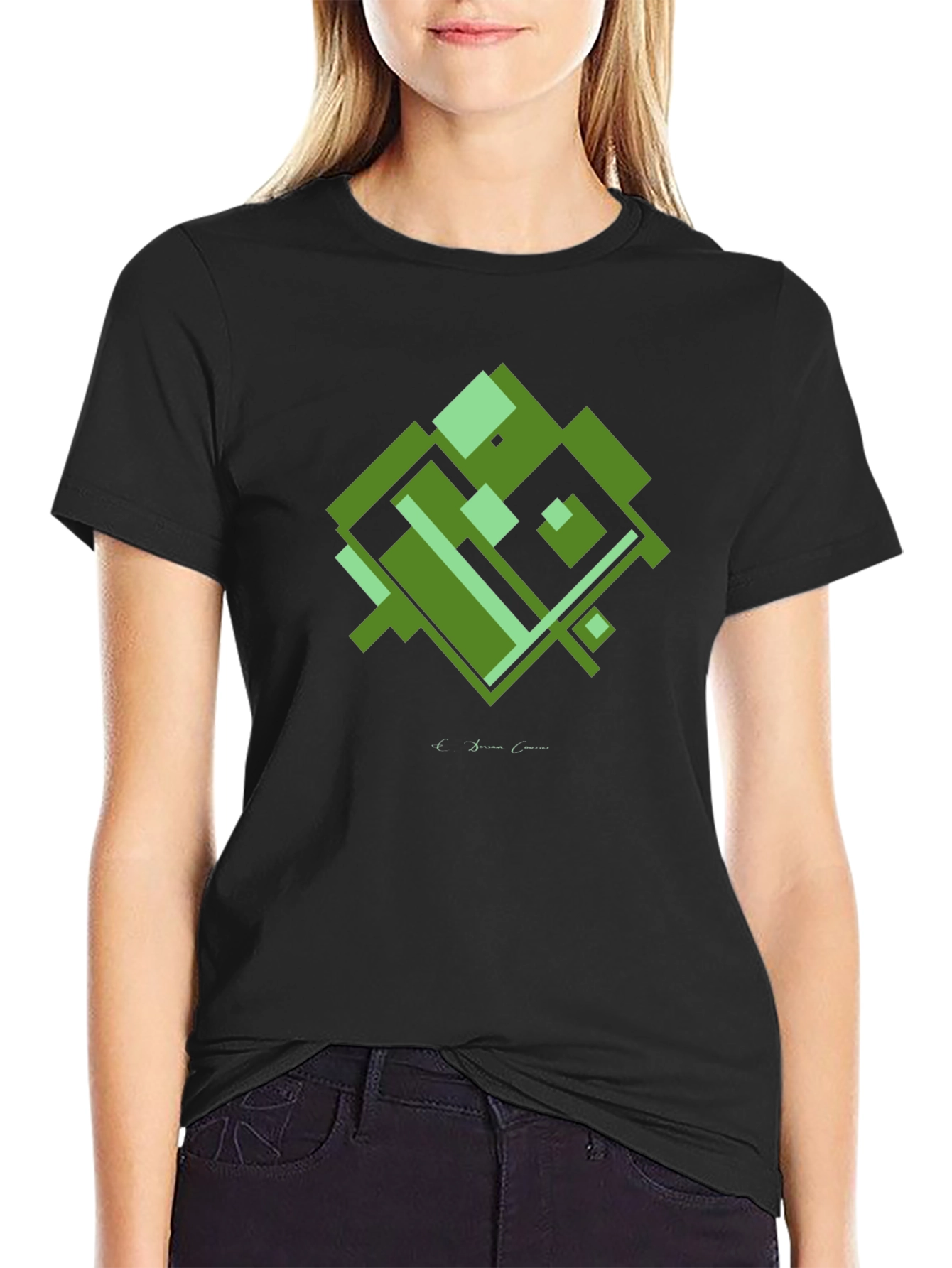 Geometric Green Graphic Tee - Modern Style