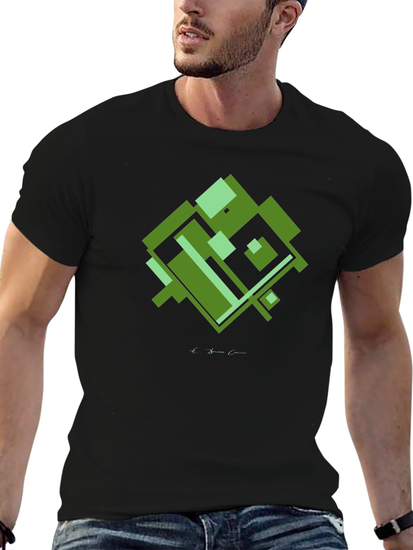 Geometric Green Graphic Tee - Modern Style