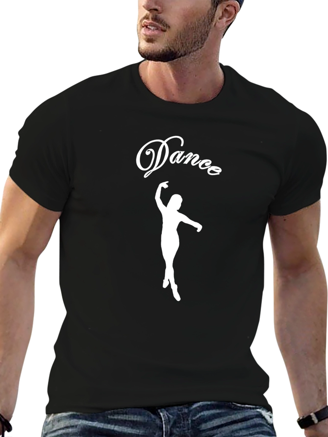 Dance Silhouette Graphic Tee - Black Cotton T-Shirt