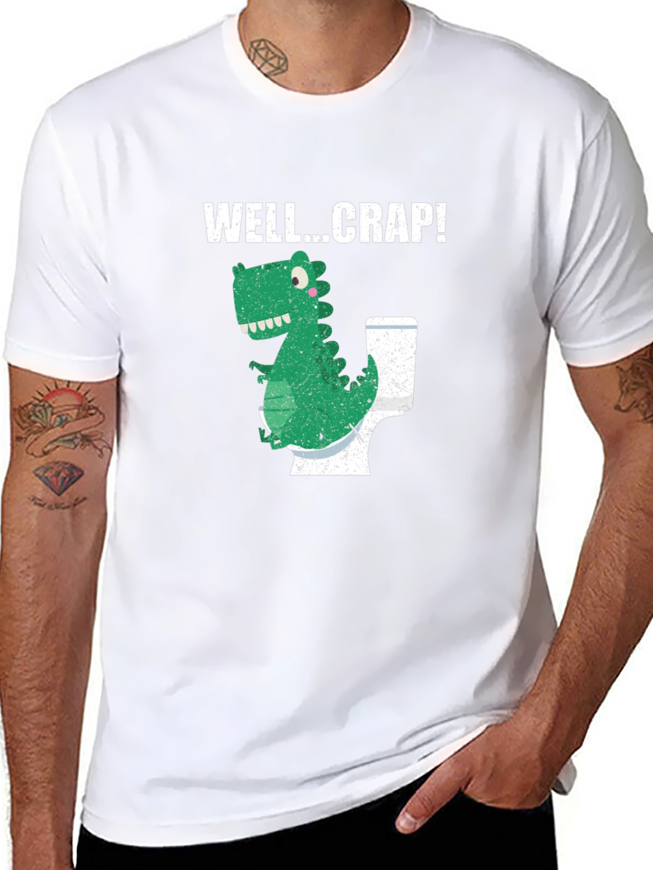 Funny Dinosaur Toilet Humor Graphic T-Shirt