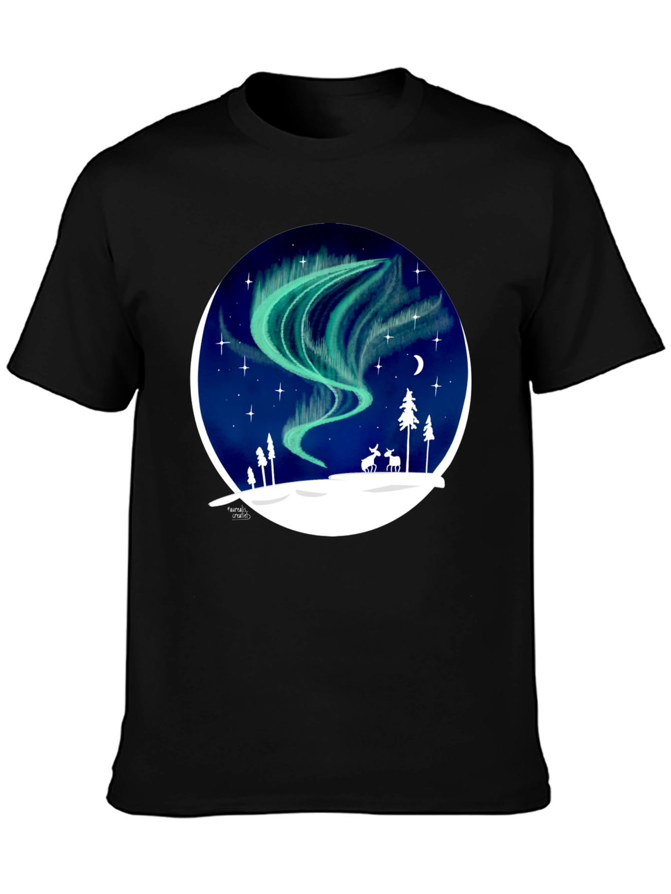 Northern Lights T-Shirt: Unique Winter Scene Design