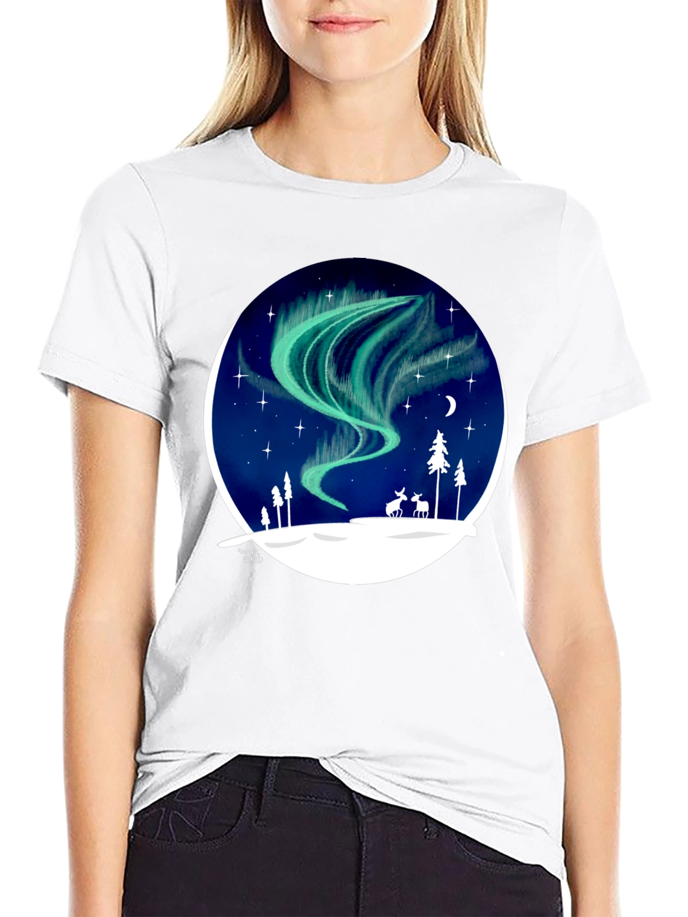 Northern Lights T-Shirt: Unique Winter Scene Design