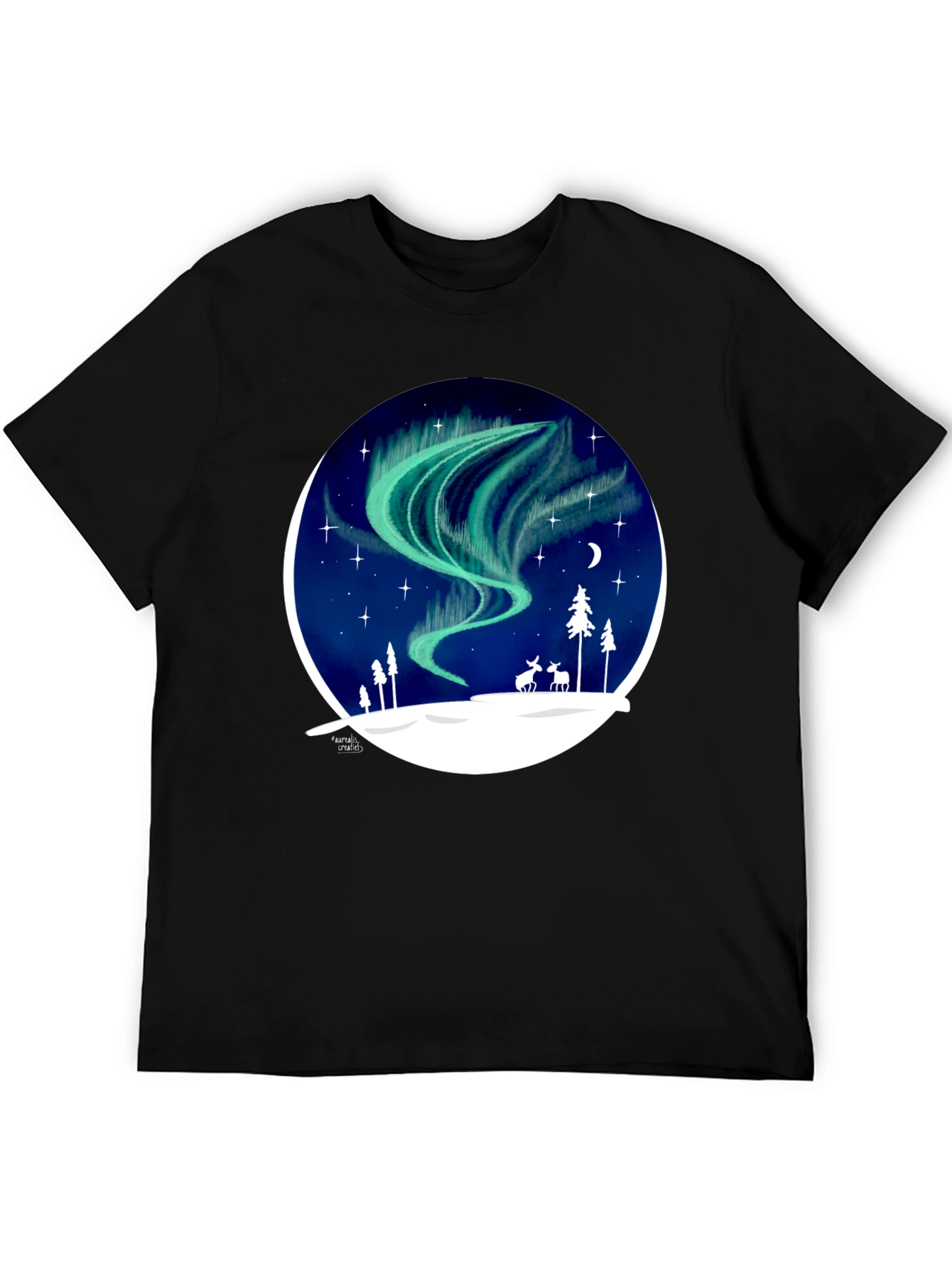 Northern Lights T-Shirt: Unique Winter Scene Design