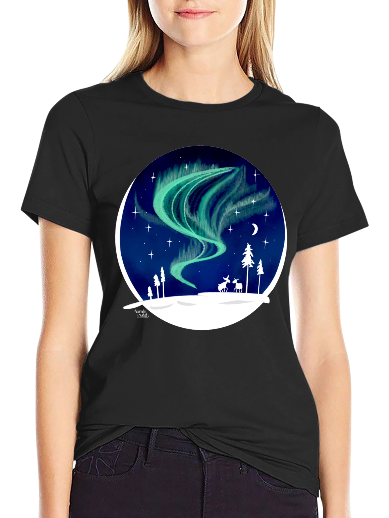 Northern Lights T-Shirt: Unique Winter Scene Design