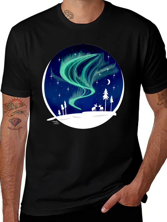 Northern Lights T-Shirt: Unique Winter Scene Design