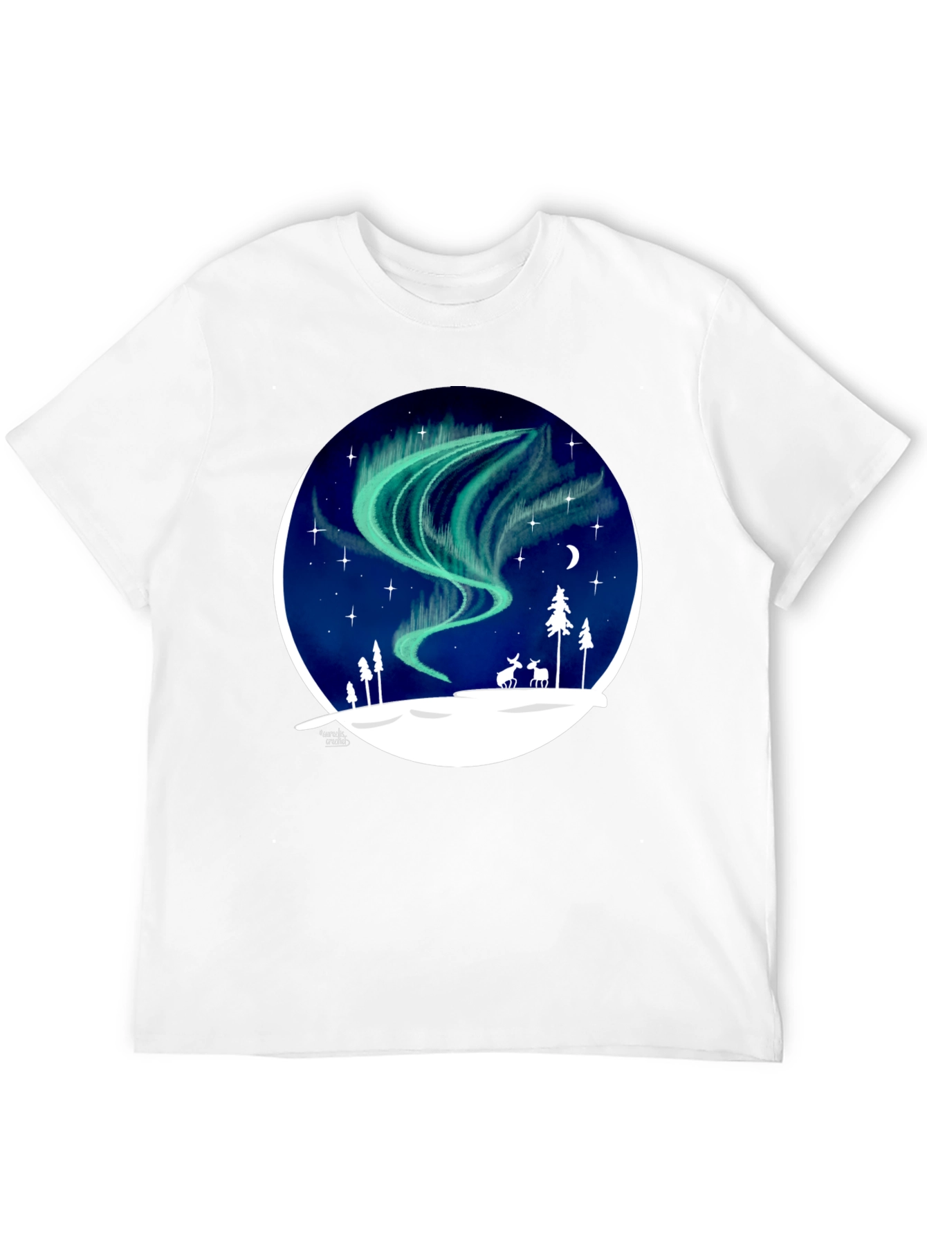 Northern Lights T-Shirt: Unique Winter Scene Design