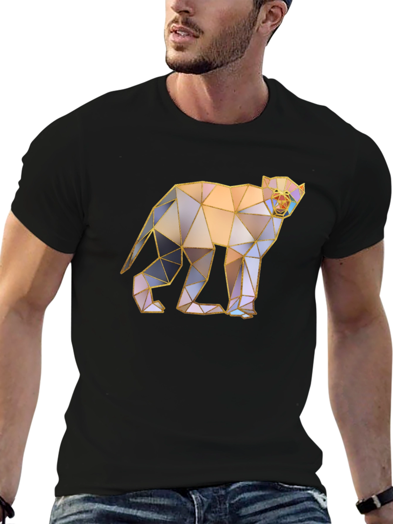 Geometric Monkey Graphic Tee - Modern Art T-Shirt