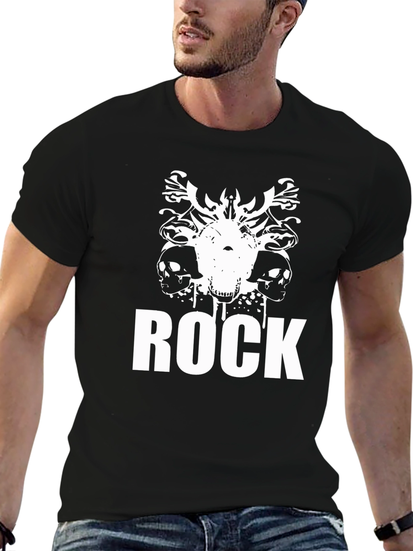 Skull Rock Graphic Black Tee