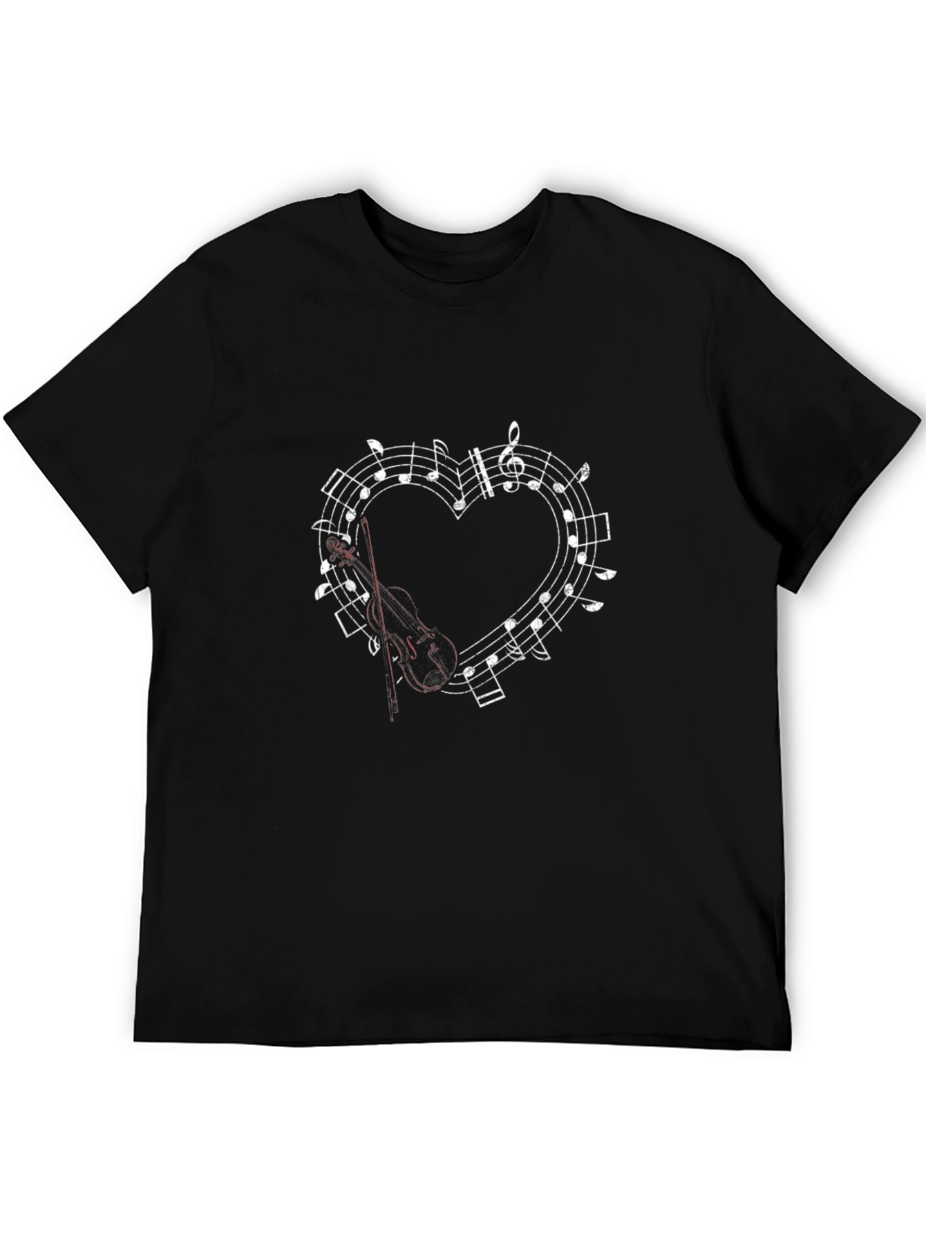 Musical Heart Violin Graphic Tee - Classic Black