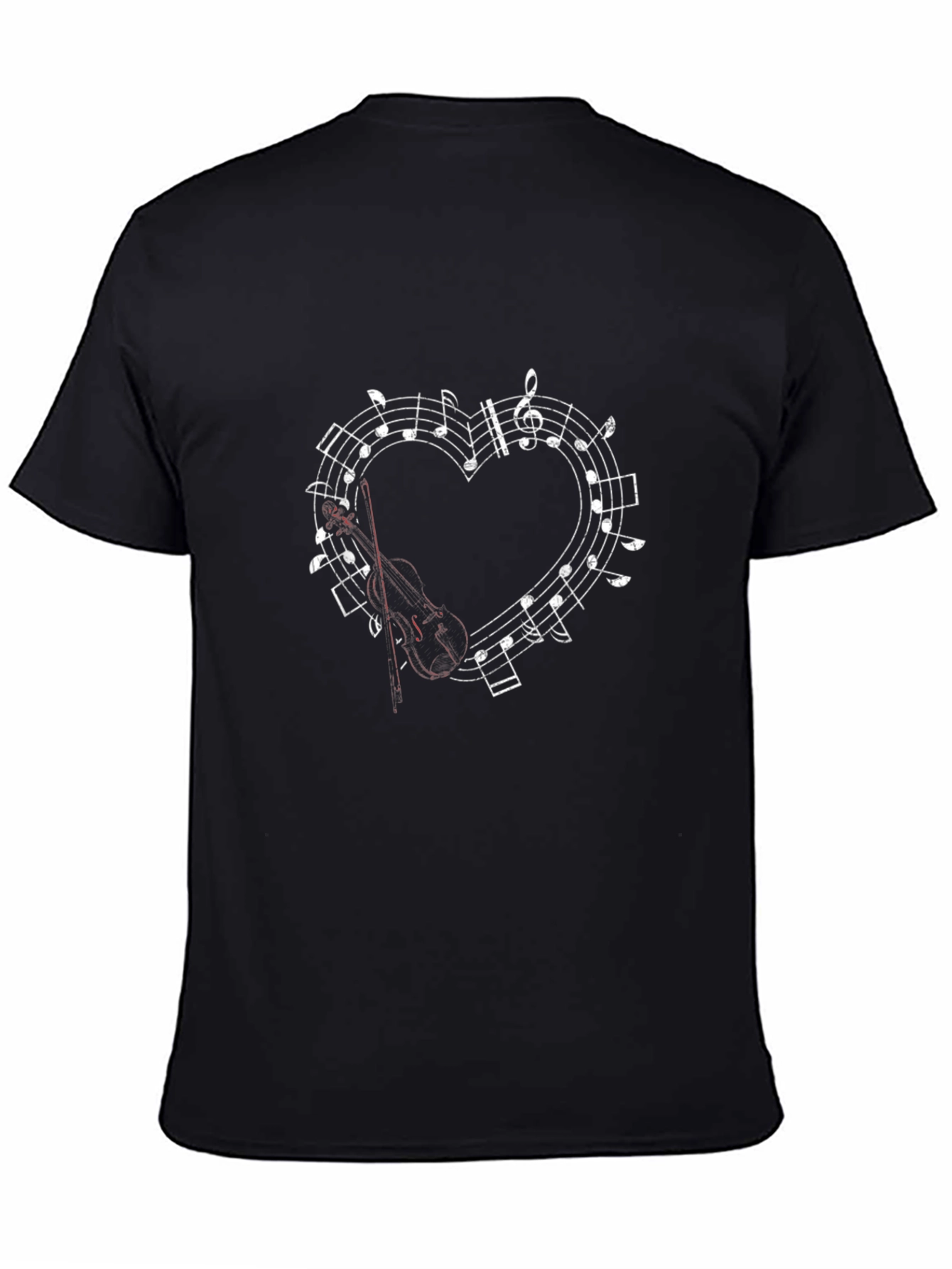 Musical Heart Violin Graphic Tee - Classic Black