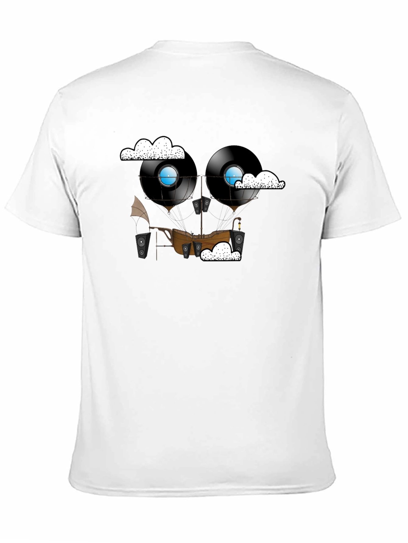 Steampunk Vinyl Record Airship Graphic Tee