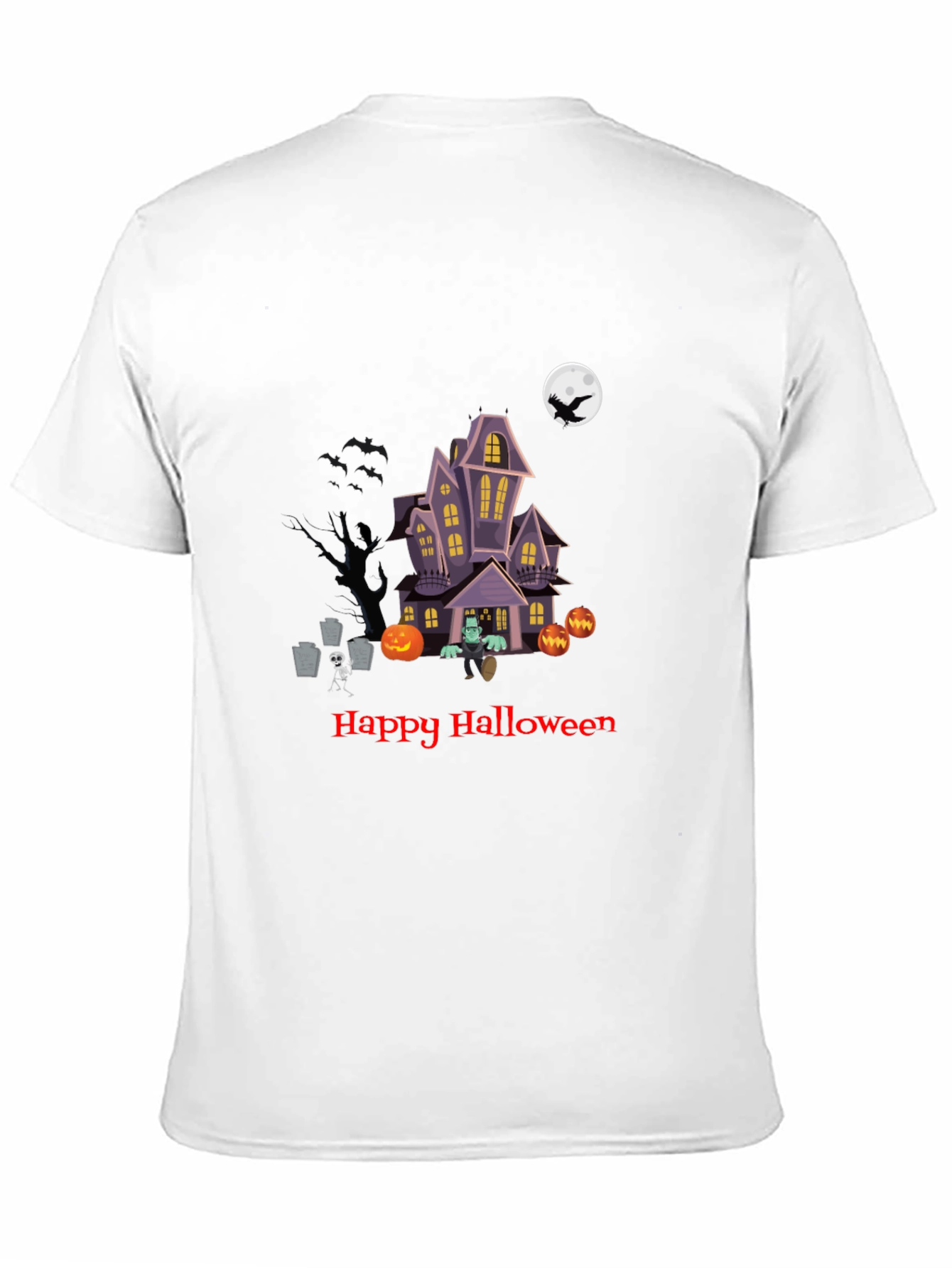 Halloween Graphic Tee - Spooky Haunted House Design