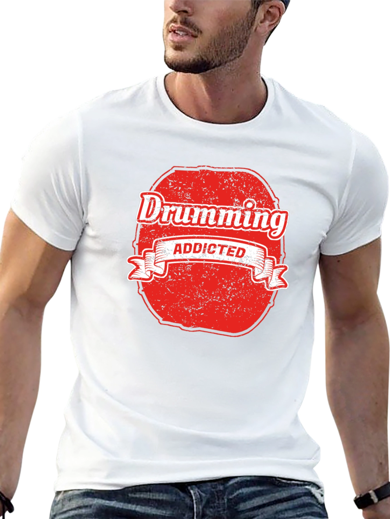 Drumming Addicted Graphic Tee - Black
