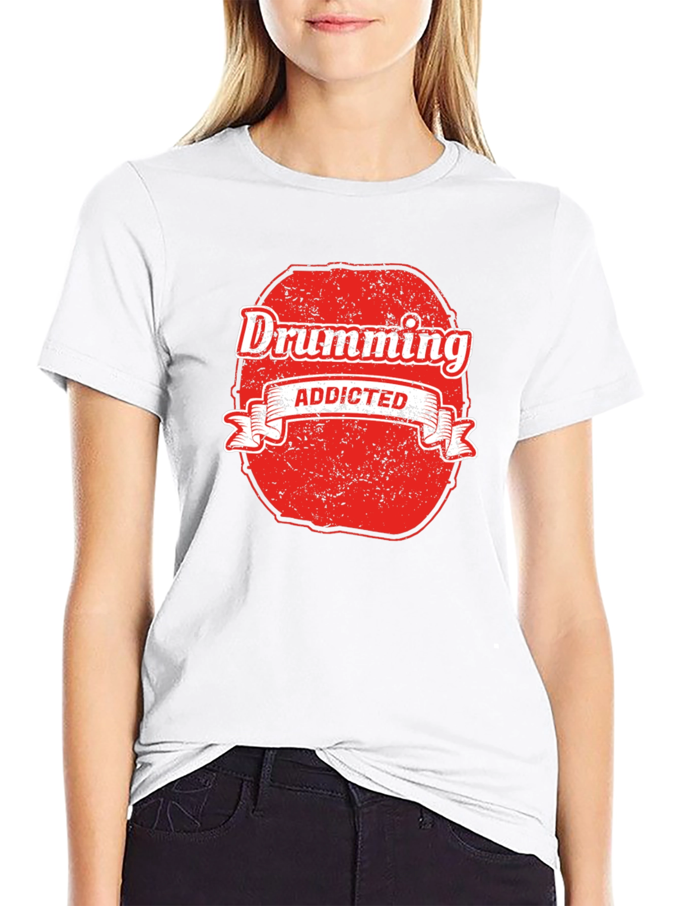 Drumming Addicted Graphic Tee - Black