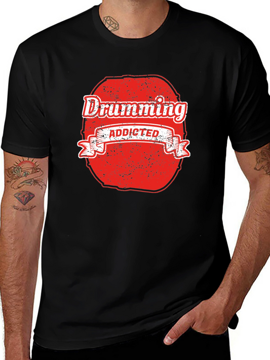 Drumming Addicted Graphic Tee - Black