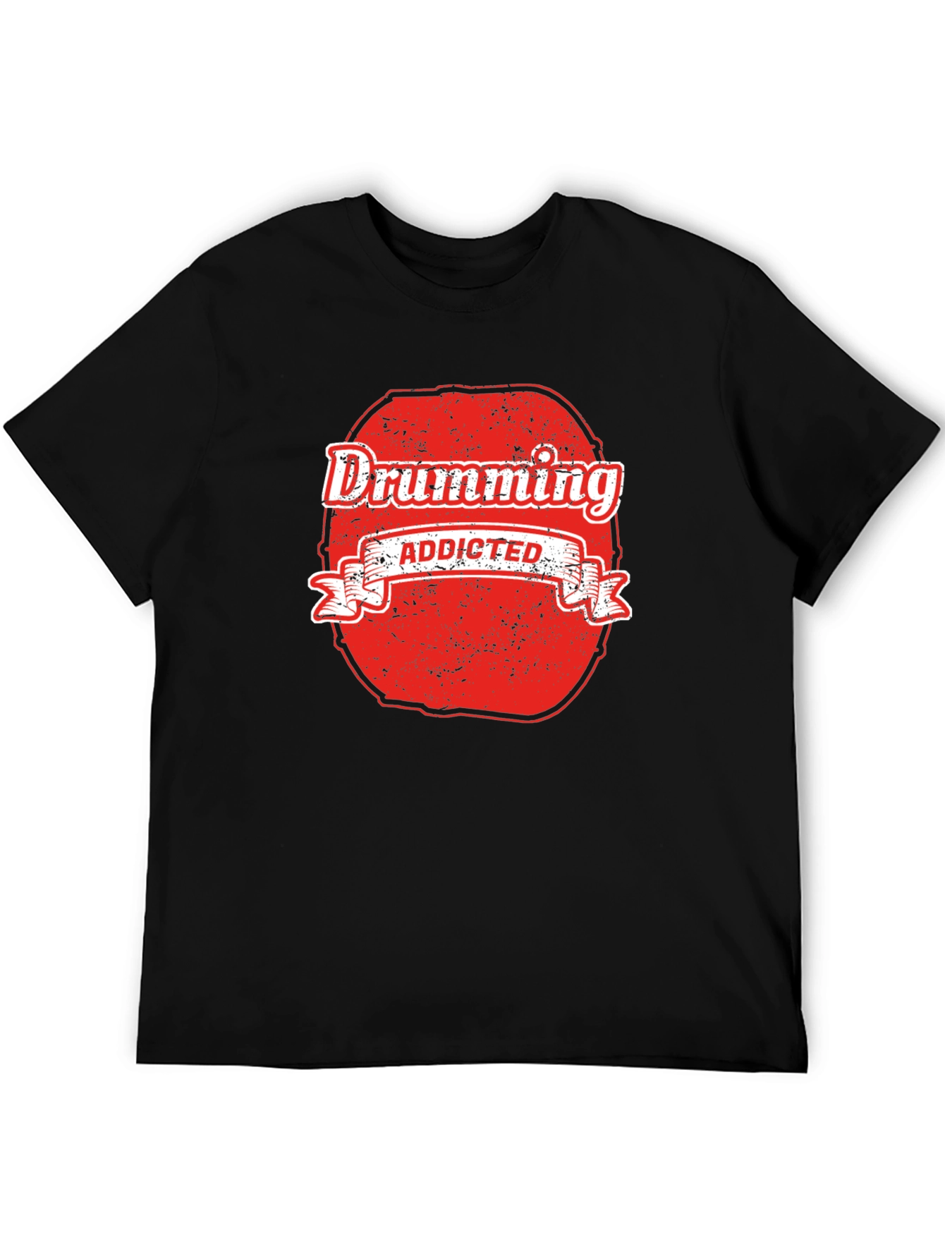 Drumming Addicted Graphic Tee - Black