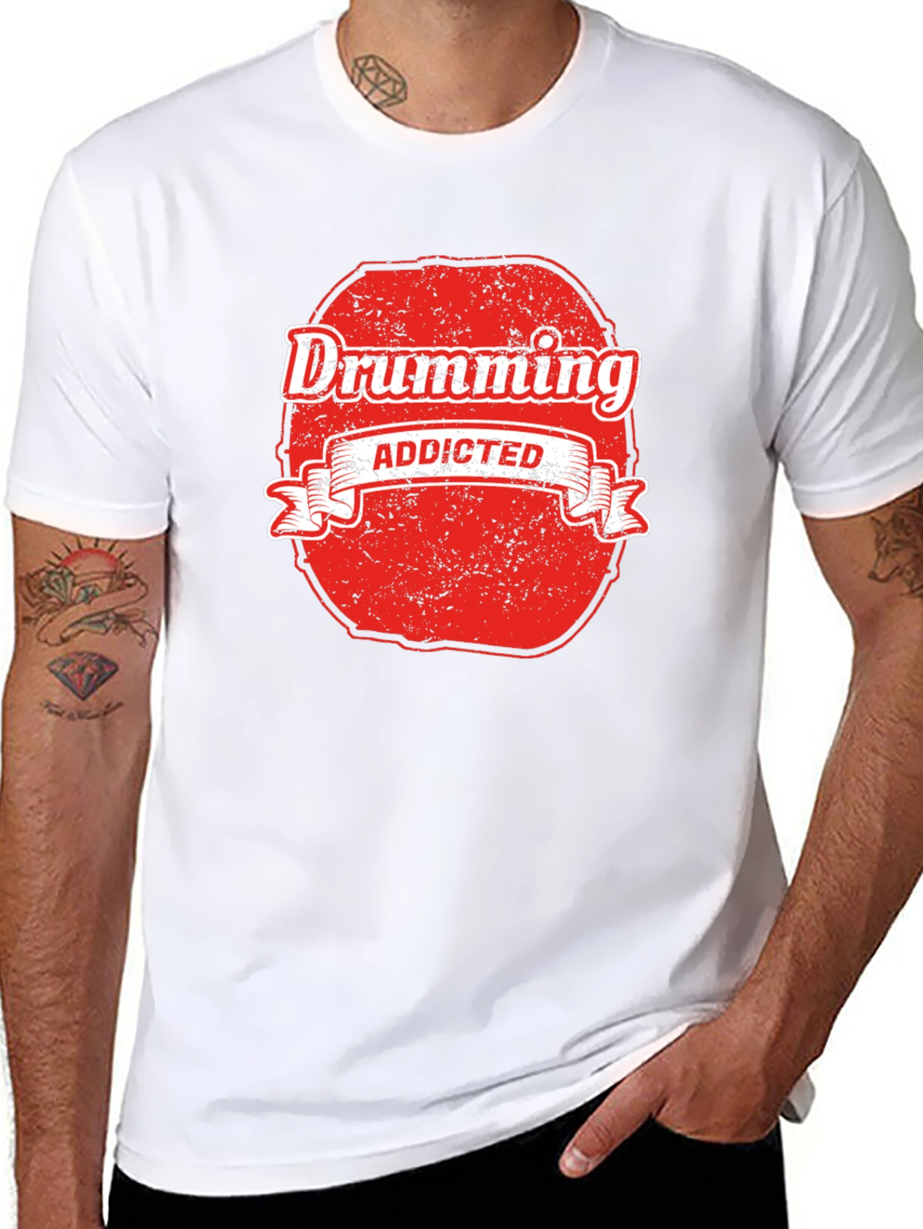 Drumming Addicted Graphic Tee - Black