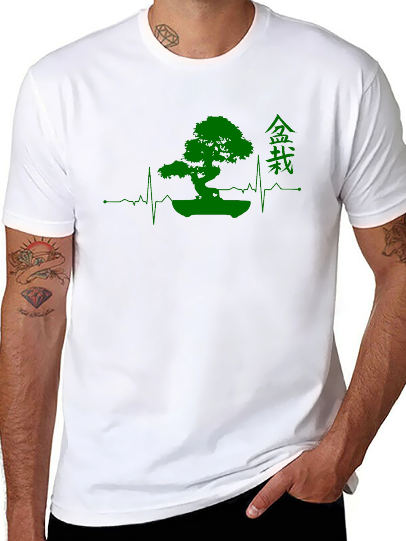 Bonsai Tree Heartbeat T-Shirt - Green Graphic Tee