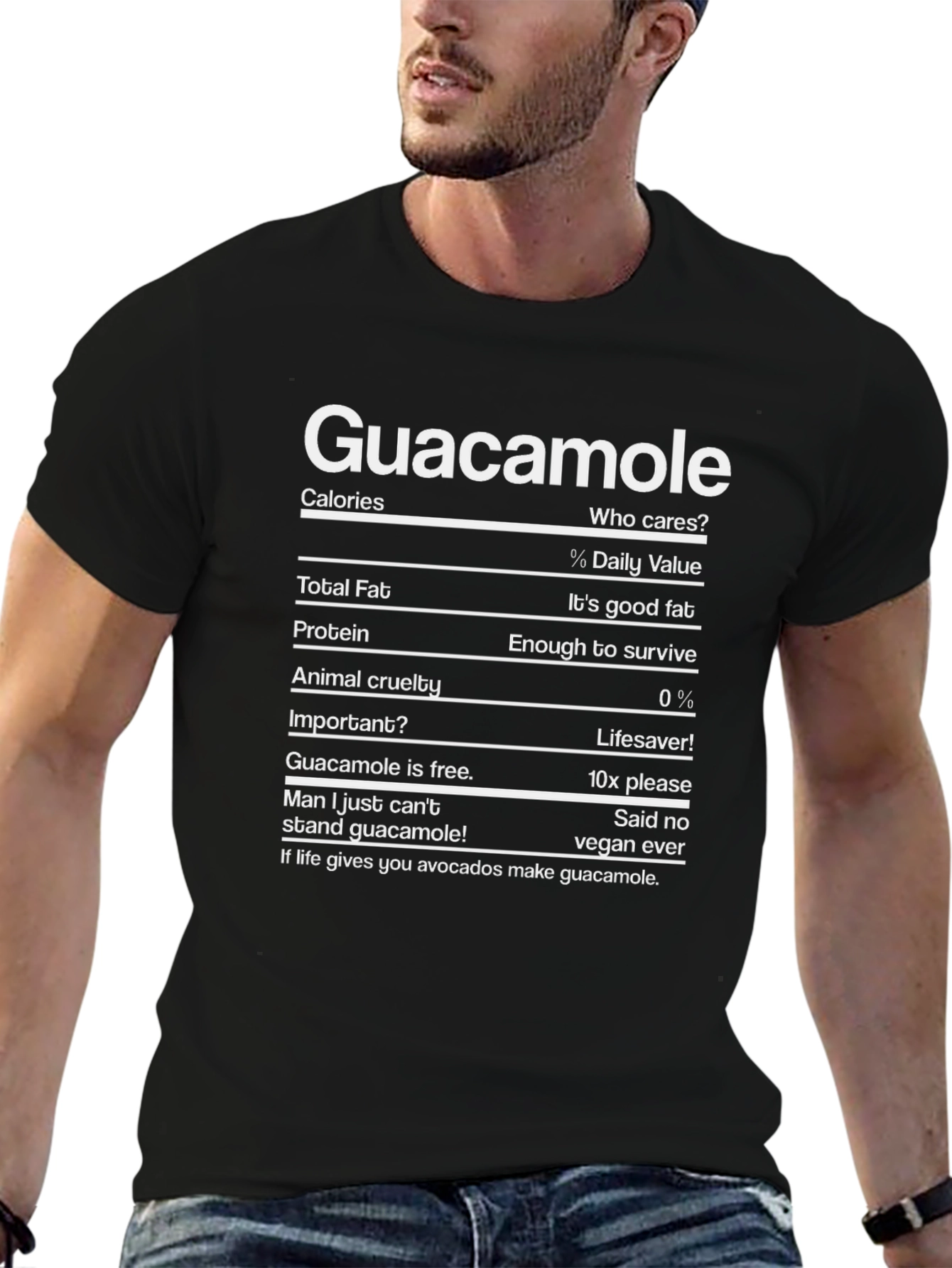 Guacamole Nutrition Facts Funny T-Shirt