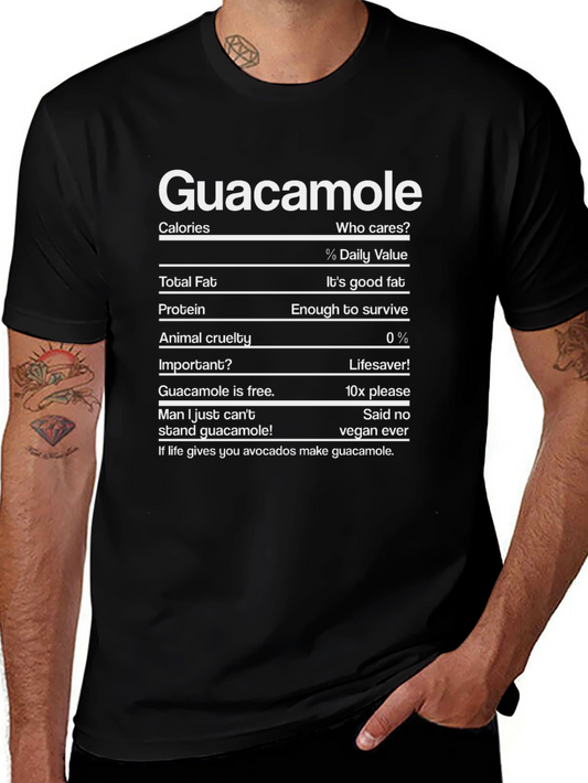 Guacamole Nutrition Facts Funny T-Shirt