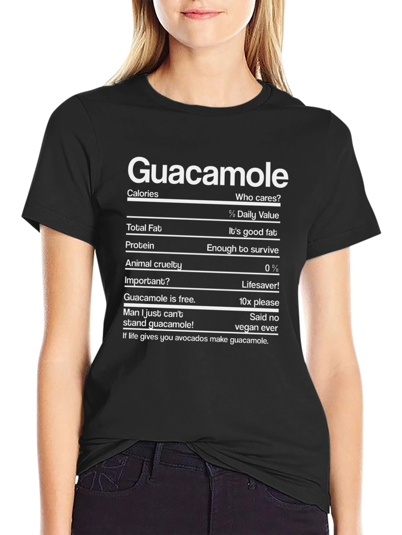 Guacamole Nutrition Facts Funny T-Shirt