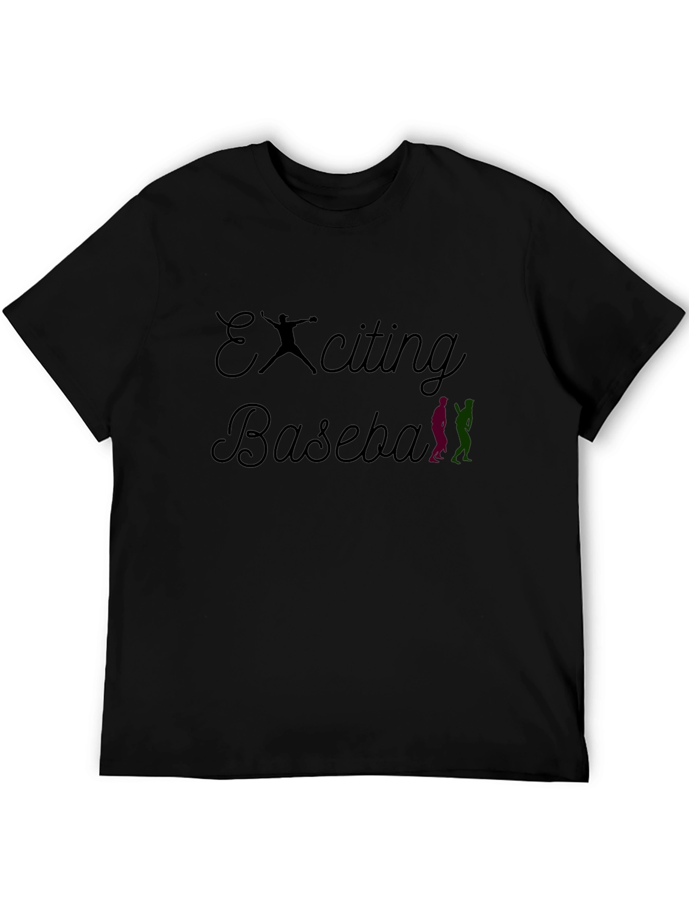Exciting Baseball Graphic Tee - Black T-Shirt