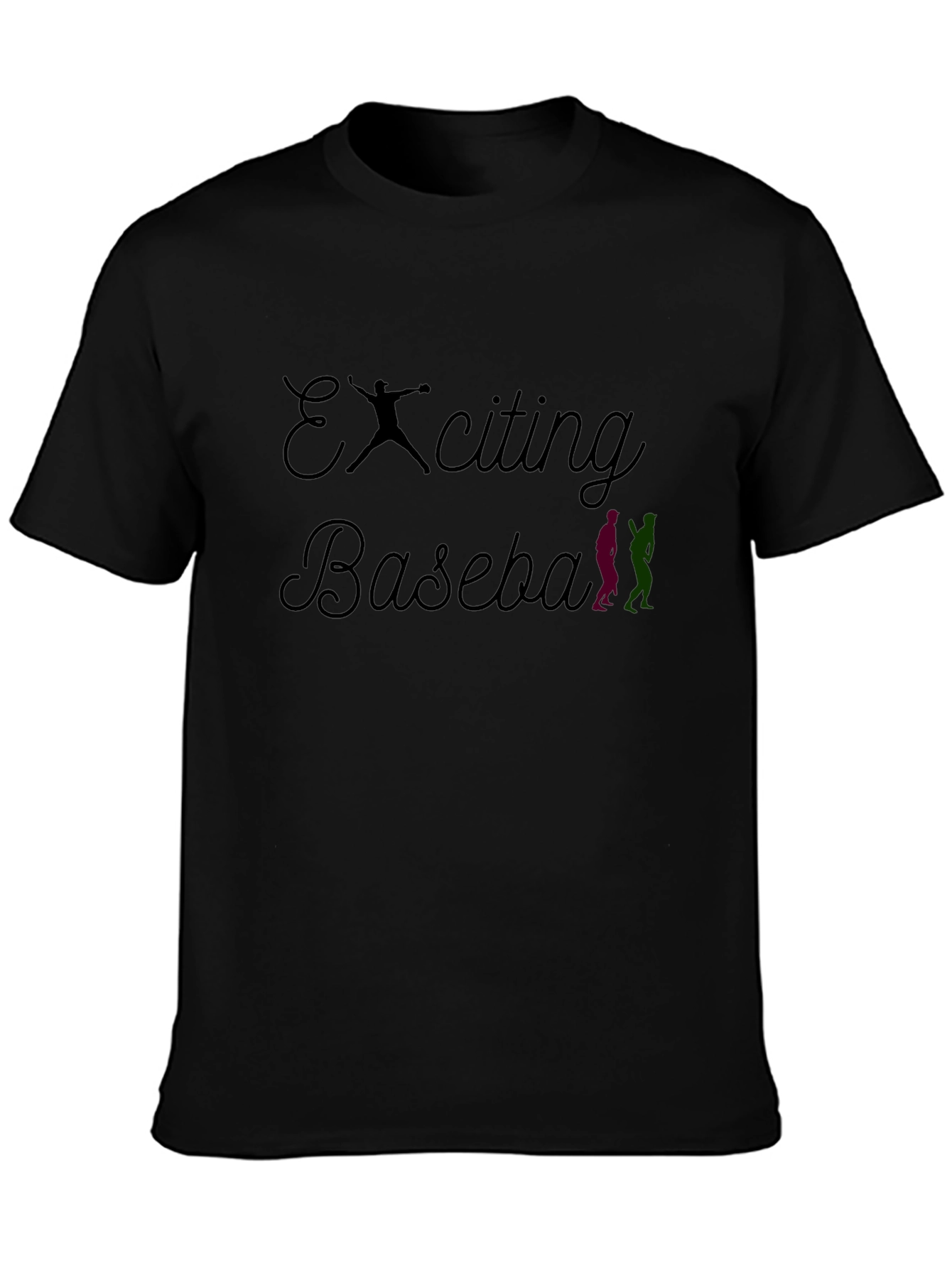 Exciting Baseball Graphic Tee - Black T-Shirt