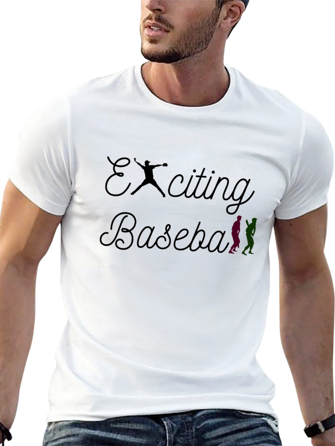 Exciting Baseball Graphic Tee - Black T-Shirt