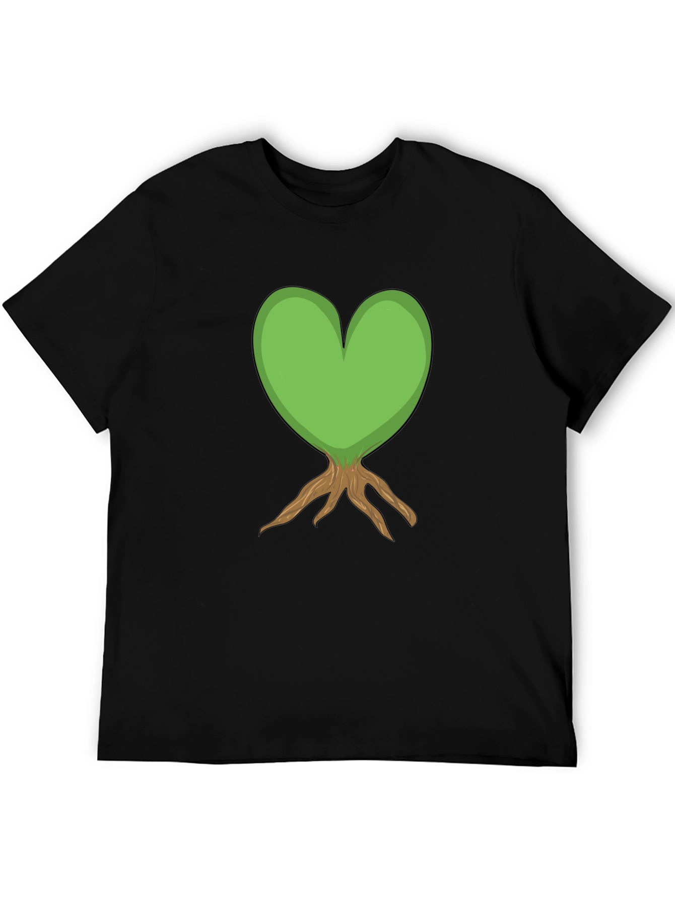 Heart Tree Graphic Tee - Black Cotton T-Shirt