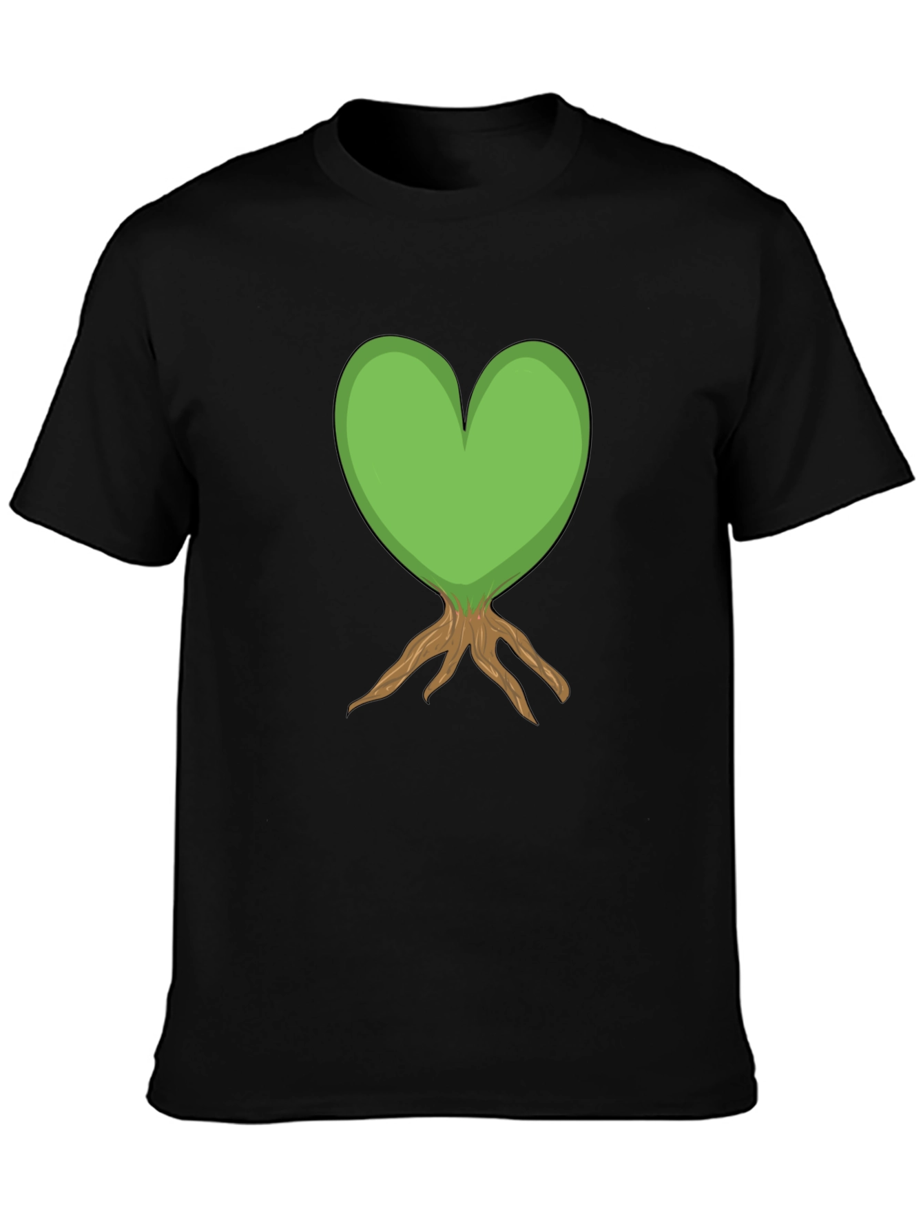 Heart Tree Graphic Tee - Black Cotton T-Shirt