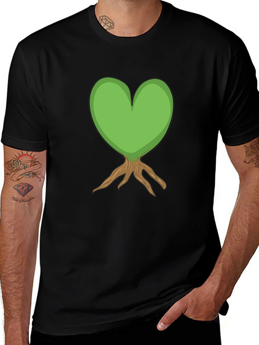 Heart Tree Graphic Tee - Black Cotton T-Shirt