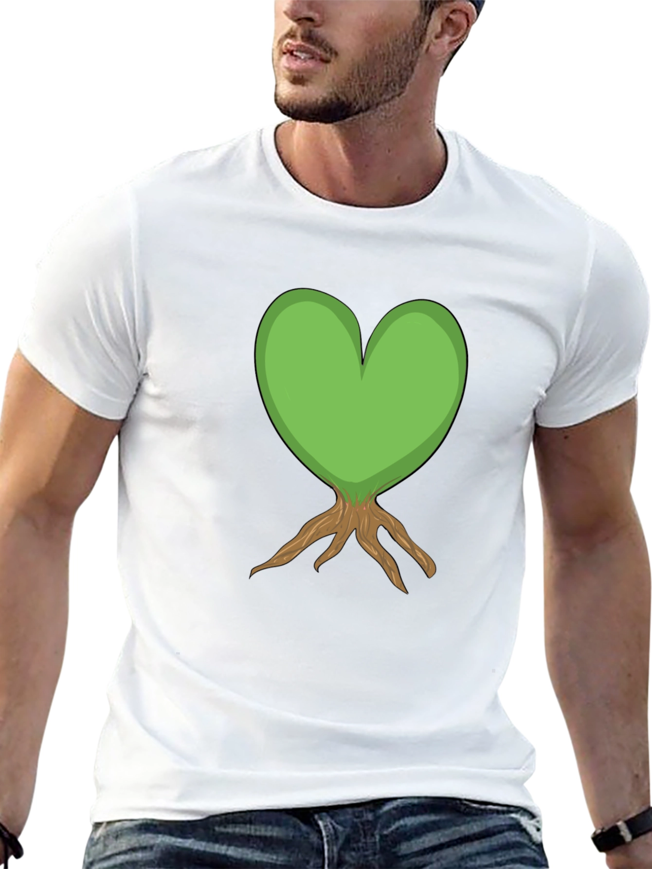 Heart Tree Graphic Tee - Black Cotton T-Shirt
