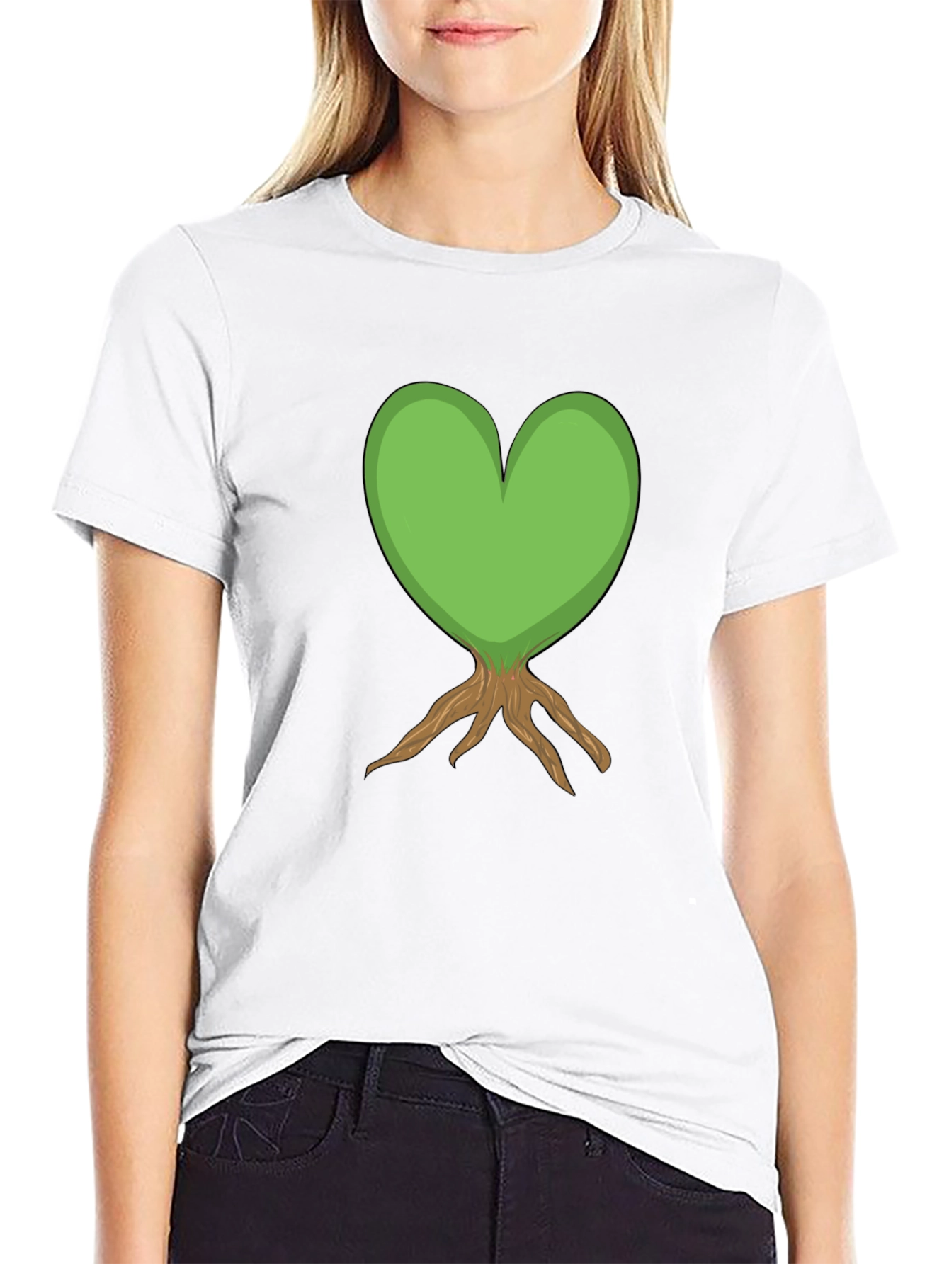 Heart Tree Graphic Tee - Black Cotton T-Shirt