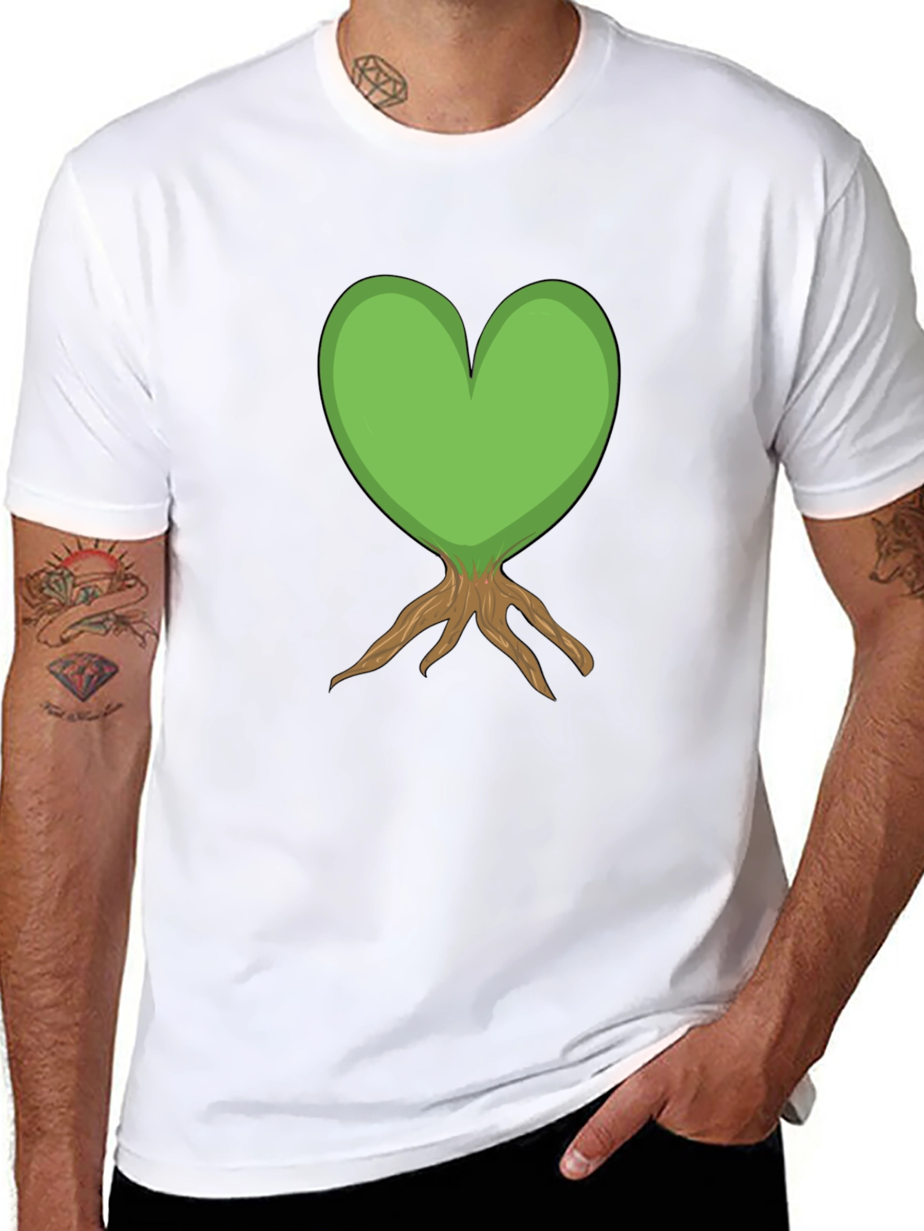 Heart Tree Graphic Tee - Black Cotton T-Shirt